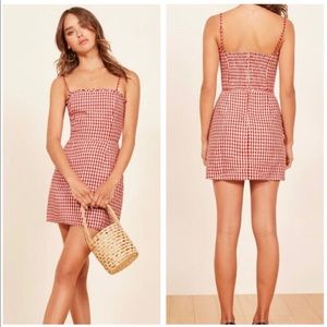 Reformation Red and White checkered mini dress